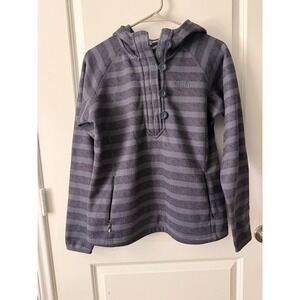 The North Face Womens Purple Striped Button Fleece Hoodie Pullover Jacket Size M